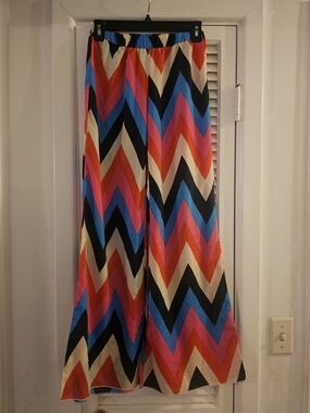 Bright Chevron Wide-Leg Pants - Multicolor